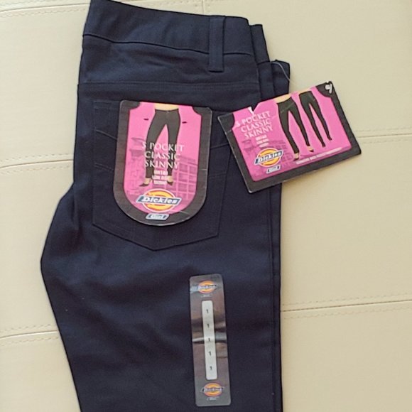 NWT Dickies Girl SZ ONE!! Blue Skinny Low Rise Pants HH164 - Picture 1 of 7